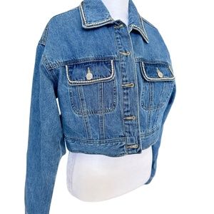 Forever 21 Denim Jean Jacket with Rhinestone Accents - New with Tags size small